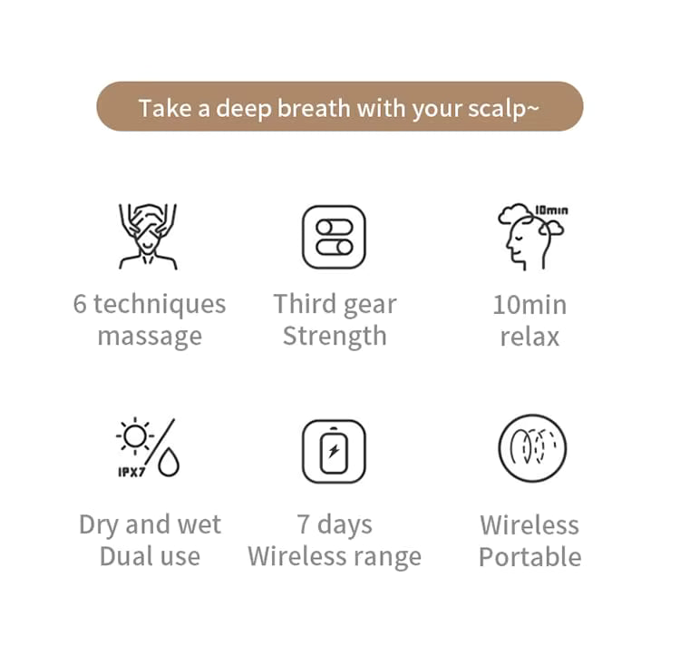 Waterproof Scalp Massager Brush — Gentle 3D Kneading for Relaxation & Scalp Care (USB Rechargeable, Sensitive-Skin Friendly)