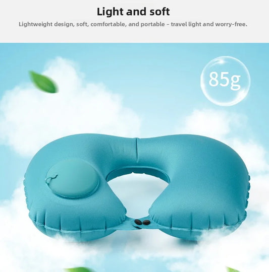 Press Inflatable U-Shaped Neck Pillow — Portable Travel Comfort for Train, Airplane & Long-Distance Journeys (Foldable, Lightweight)