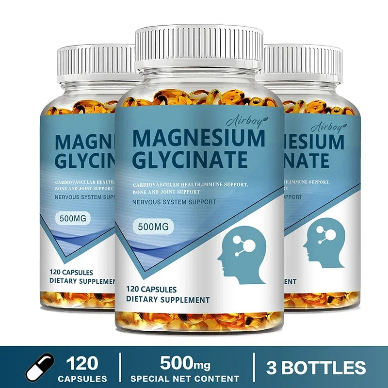 Magnesium Glycinate Capsules — Nervous System, Mood & Sleep Quality Support with Muscle & Heart Wellness (Unisex, US Origin)