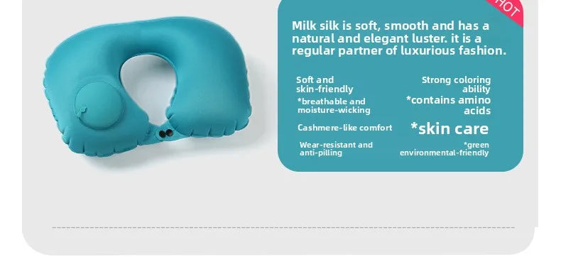 Press Inflatable U-Shaped Neck Pillow — Portable Travel Comfort for Train, Airplane & Long-Distance Journeys (Foldable, Lightweight)