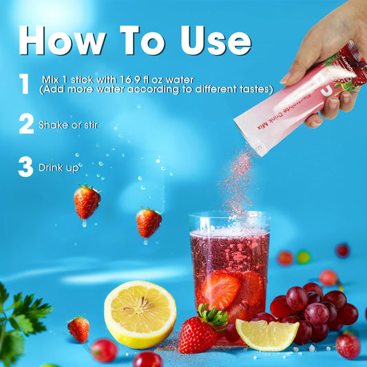 Electrolytes Mix Packets — Sugar-Free Hydration with 8 Electrolytes & 5 Vitamins (32 Sticks, Unisex, US Origin)