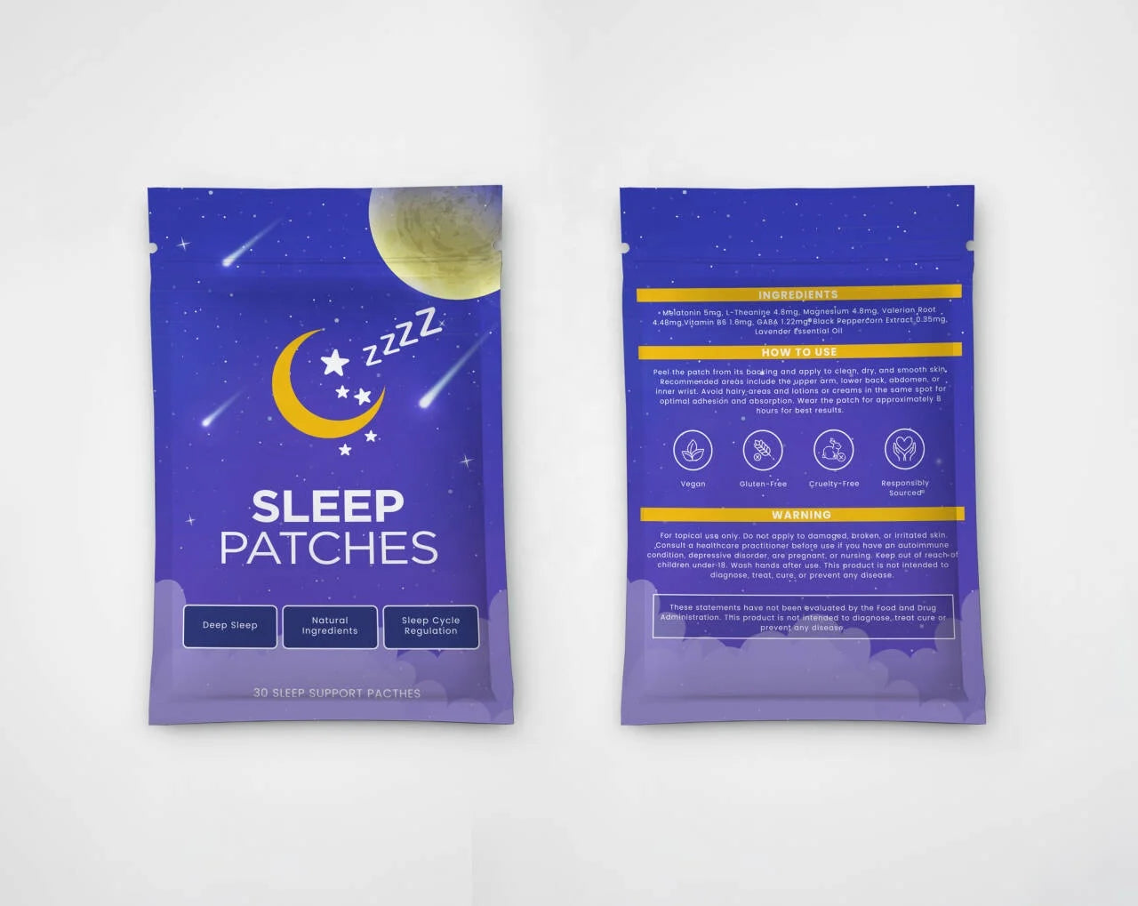 Sleep Support Patches with Melatonin — Transdermal Nighttime Relaxation Aid (30 Patches, Unisex)