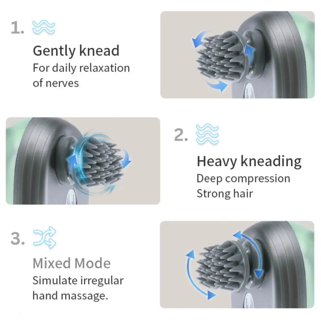 Waterproof Scalp Massager Brush — Gentle 3D Kneading for Relaxation & Scalp Care (USB Rechargeable, Sensitive-Skin Friendly)