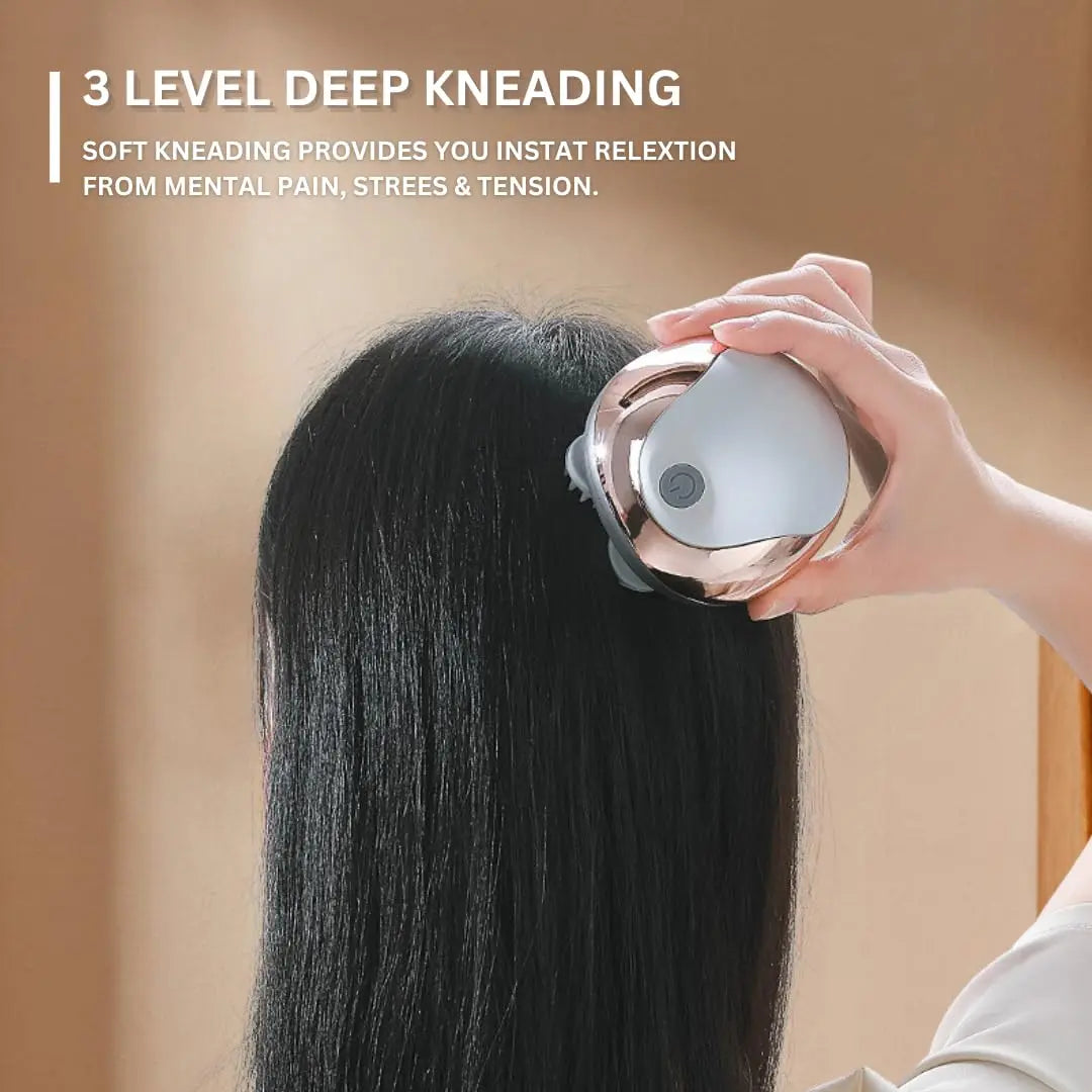 Waterproof Scalp Massager Brush — Gentle 3D Kneading for Relaxation & Scalp Care (USB Rechargeable, Sensitive-Skin Friendly)