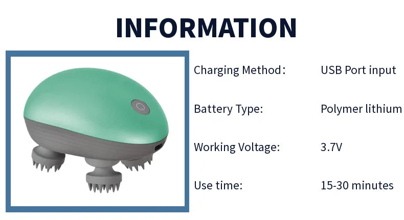 Electric Scalp & Body Massager — Handheld Relaxation Tool for Stress Relief & Everyday Comfort (Compact, Unisex)