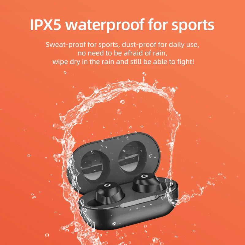 Wireless Bluetooth 5.3 In-Ear Earbuds — LED Display Charging Case, Stereo Sound & IPX5 Waterproof (Black)
