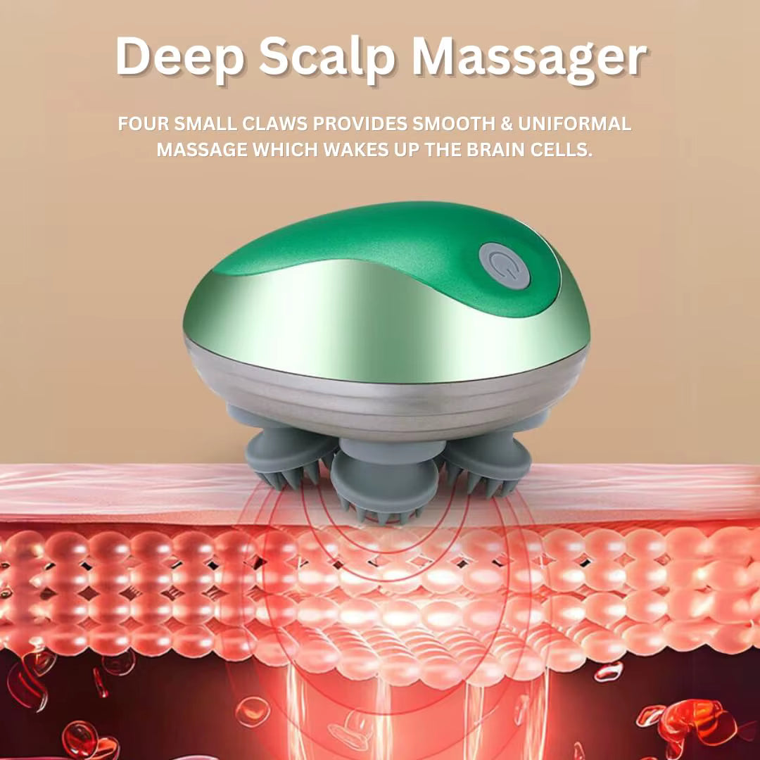 Waterproof Scalp Massager Brush — Gentle 3D Kneading for Relaxation & Scalp Care (USB Rechargeable, Sensitive-Skin Friendly)