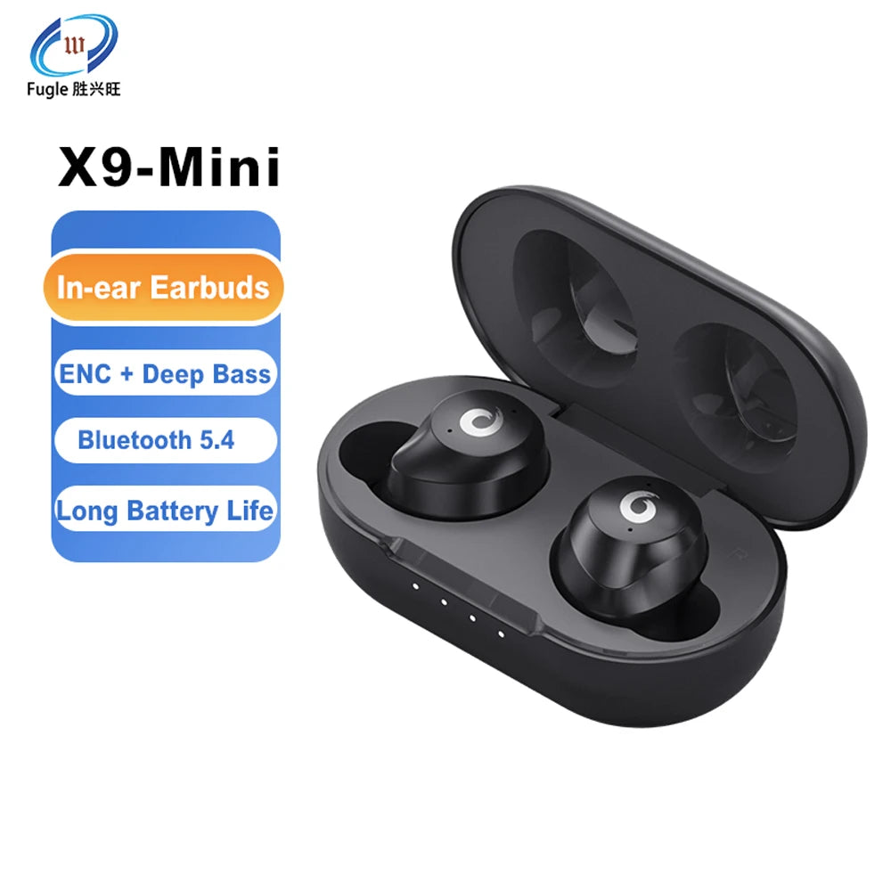 Wireless Bluetooth 5.3 In-Ear Earbuds — LED Display Charging Case, Stereo Sound & IPX5 Waterproof (Black)