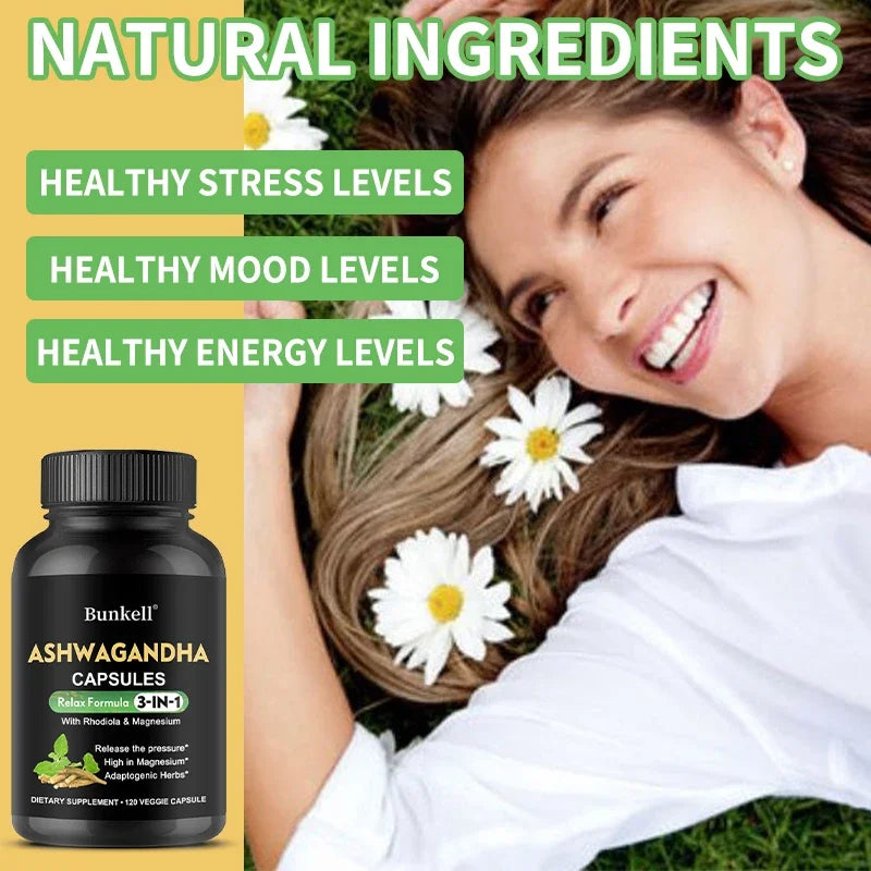 Ashwagandha + Magnesium Capsules — Energy, Strength & Vitality Support with Sleep Balance (Unisex, US Origin)
