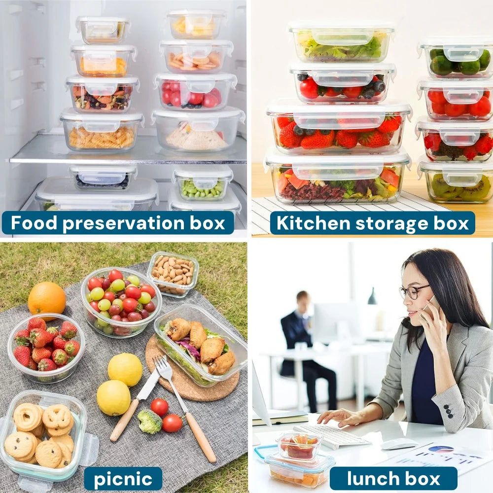 Glass Meal Prep Lunch Box — Airtight, BPA-Free, Oven & Microwave Safe