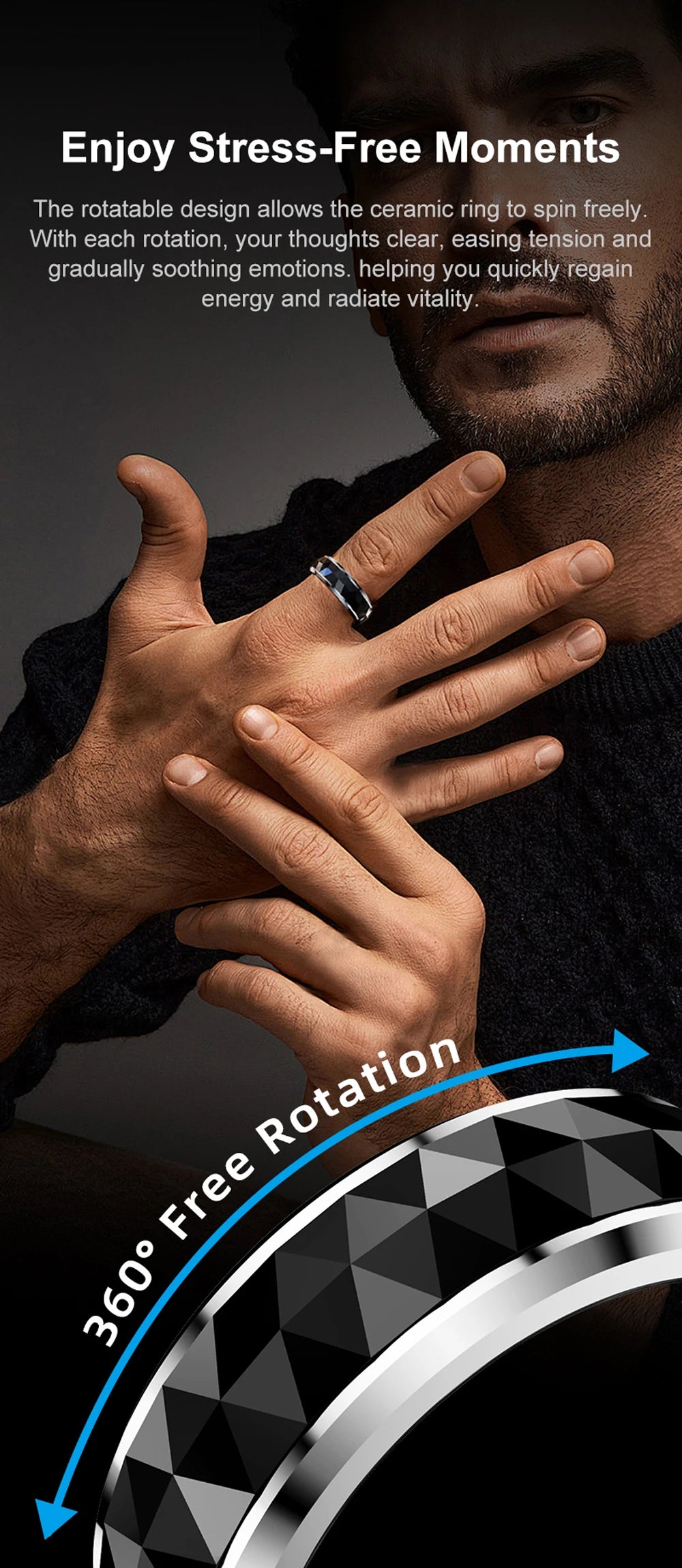 COLMI R11 Smart Ring — Wellness Tracker & Fidget Spinner Ring with Sleep Monitor, Stress Tracking & Charging Case (5ATM Waterproof)