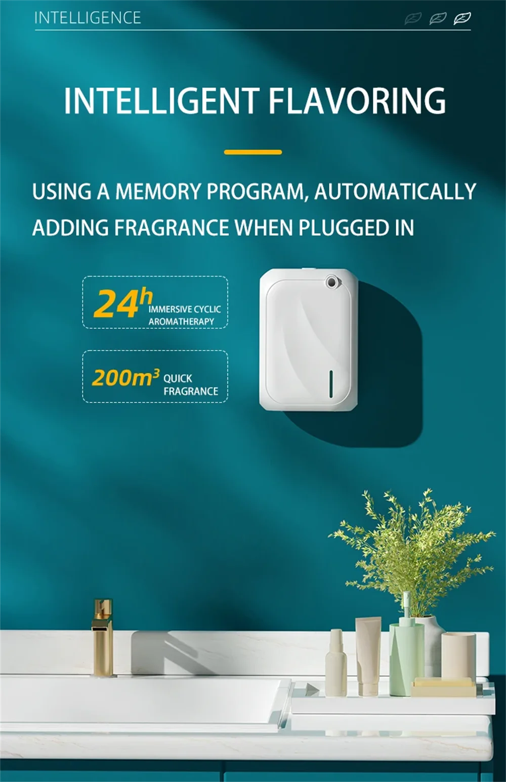 L SCENT TUNNEL Wall-Mounted Aroma Diffuser — 200 m³ Coverage Essential Oil Machine with Bluetooth APP Control for Home, Spa & Hotel Fragrance (140 ml)