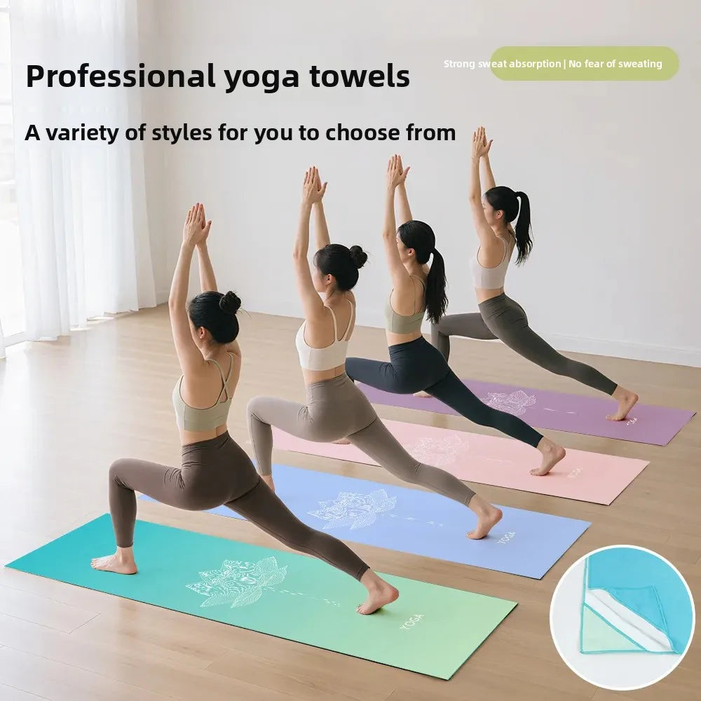 Portable Yoga Towel — Professional Anti-Slip Sweat-Absorbent Travel Mat Towel for Fitness, Pilates & Meditation (Compact Multi-Functional Design)