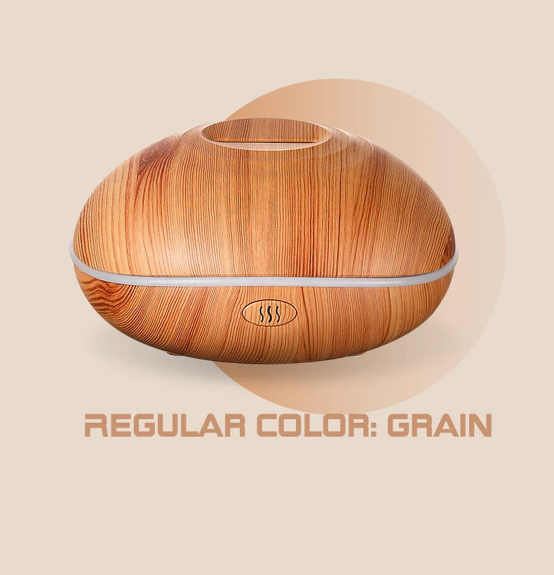 HLCOME Wood-Grain Ultrasonic Aroma Diffuser — 200 ml Essential Oil Humidifier with 7-Color LED Lights & Remote Control for Sleep and Stress Relief
