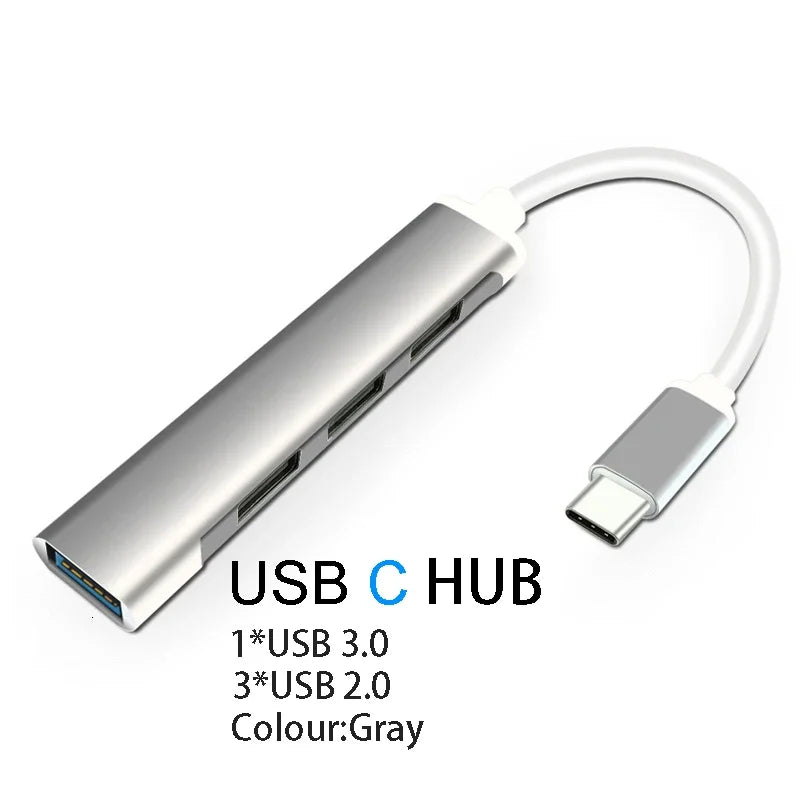 Aluminum USB 3.0 Laptop Docking Hub – PD Fast Charge, RJ45 Ethernet, HDMI, SD/TF Card Reader & Type-C Splitter