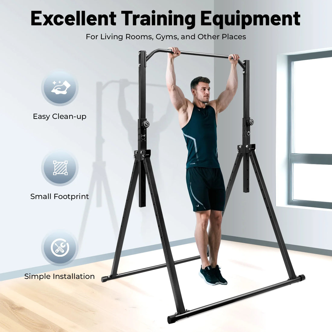 Triangular Pull-Up Station – Adjustable Height, Black