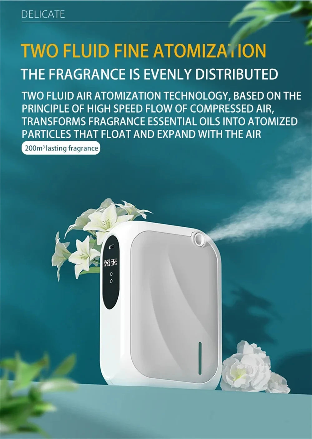 L SCENT TUNNEL Wall-Mounted Aroma Diffuser — 200 m³ Coverage Essential Oil Machine with Bluetooth APP Control for Home, Spa & Hotel Fragrance (140 ml)