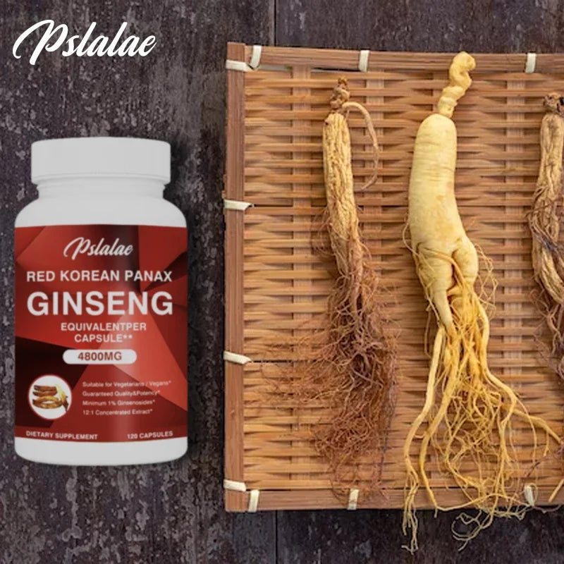Premium Korean Red Ginseng Extract 4,800 mg — 120 Vegetarian Capsules (12:1 Concentrated, 2-Month Supply) Non-GMO, Non-GMO, Gluten-Free