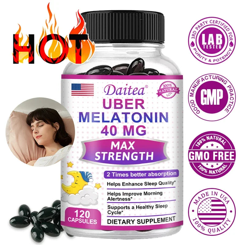 Melatonin Sleep Support Capsules — Restful Sleep & Calm Alertness with Vitamin C & L-Theanine (Non-GMO, Unisex)