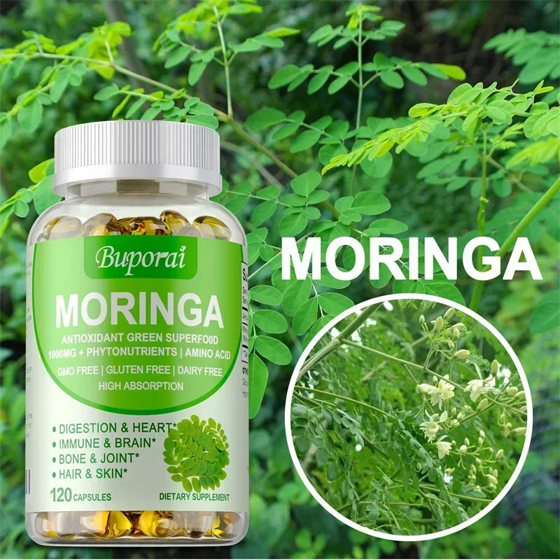 Moringa Capsules — Immune, Energy & Metabolism Support | Bone & Joint Wellness (30/60/120 Capsules)