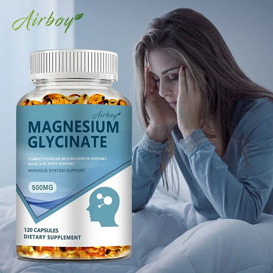 Magnesium Glycinate Capsules — Nervous System, Mood & Sleep Quality Support with Muscle & Heart Wellness (Unisex, US Origin)