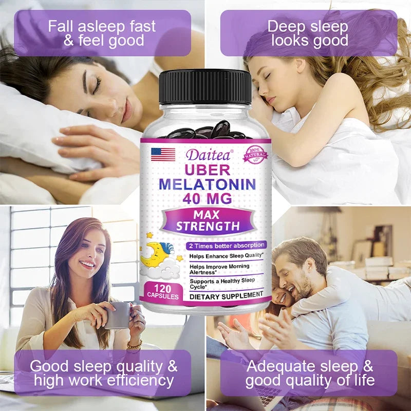 Melatonin Sleep Support Capsules — Restful Sleep & Calm Alertness with Vitamin C & L-Theanine (Non-GMO, Unisex)