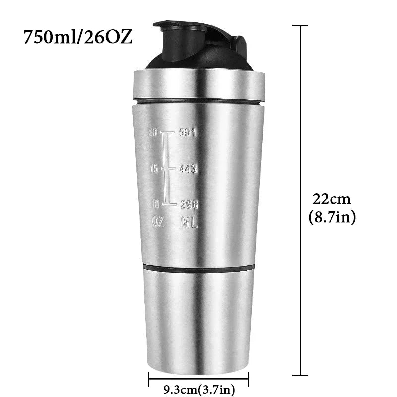 Stainless Steel Double-Layer Sports Shaker Bottle