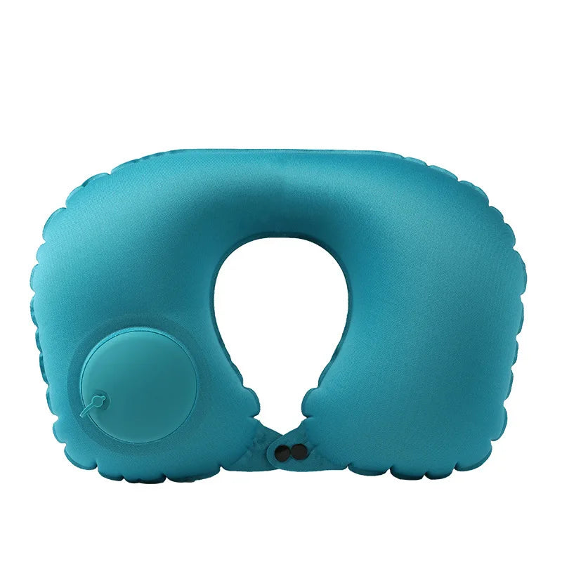 Press Inflatable U-Shaped Neck Pillow — Portable Travel Comfort for Train, Airplane & Long-Distance Journeys (Foldable, Lightweight)