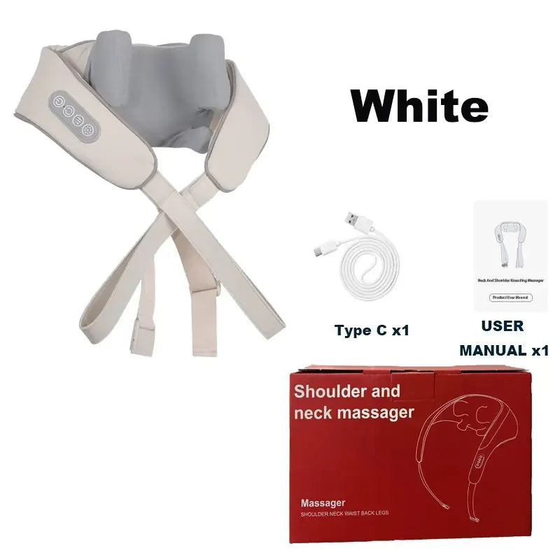 Rechargeable 5D Shiatsu Heated Neck & Shoulder Massager — Deep-Kneading Cordless Massage Shawl for Back, Waist, and Muscle Relaxation (Model LZH-001)