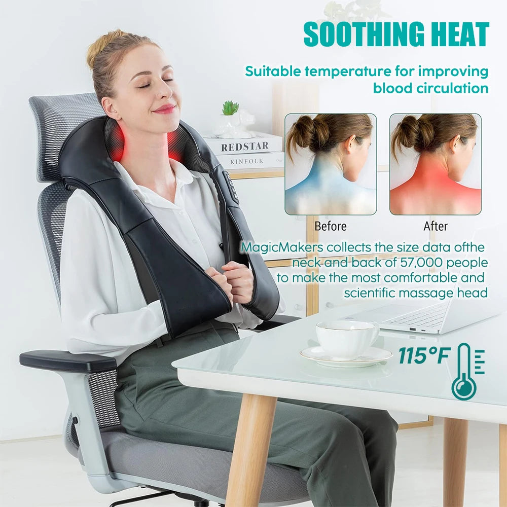 Shiatsu Heated Neck & Shoulder Massager Pillow