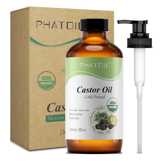 PHATOIL Organic Castor Oil — Nourish Lashes, Hair & Skin (236 ml / 118 ml)