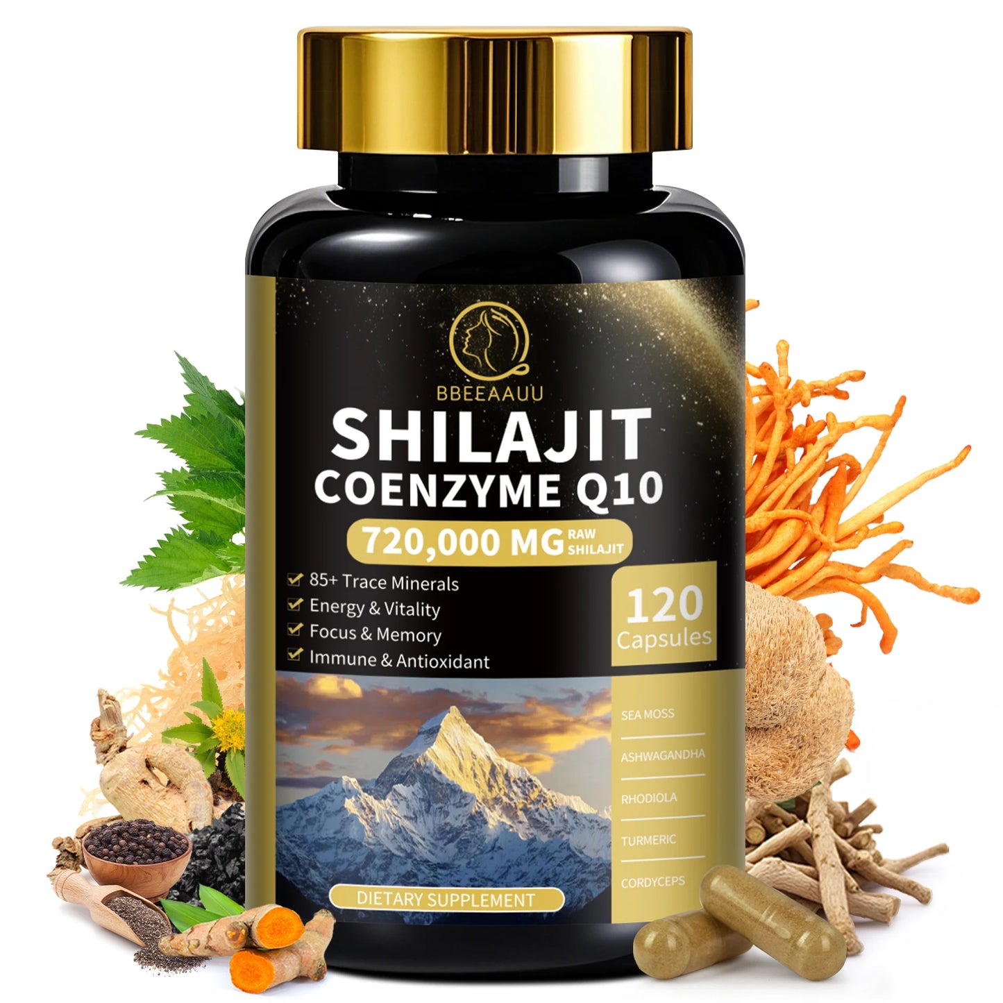 BEWORTHS Pure Ginseng Shilajit Capsules — Potent Herbal Nutrition with Trace Minerals & Fulvic Acid for Strength, Energy & Vitality (60 / 120 Capsules)