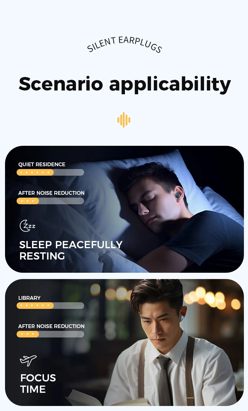 Quiet Reusable Ear Plugs — Super Soft Noise Reduction for Sleep, Travel & Focus (Unisex)