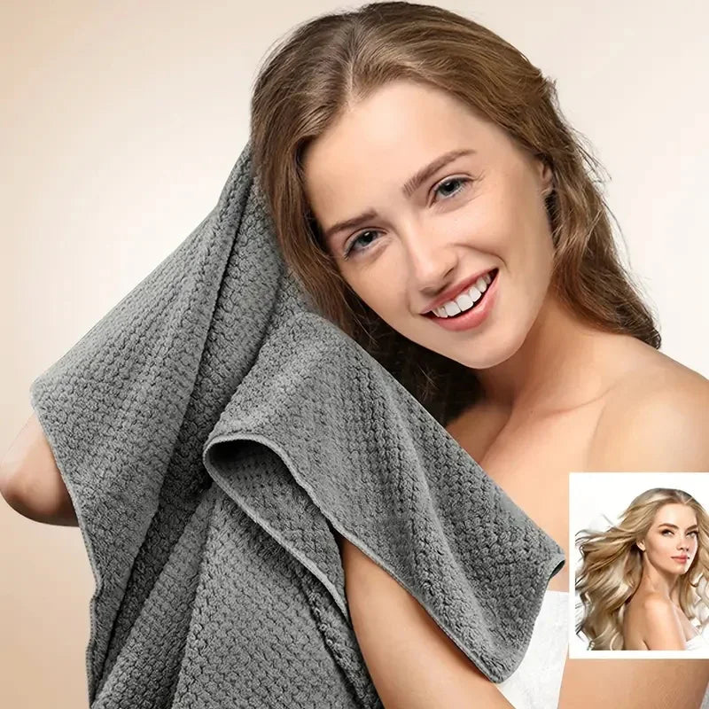 Extra-Large Microfiber Hair Towel Wrap — Ultra-Absorbent Quick-Dry Elastic Turban (60 × 100 cm)