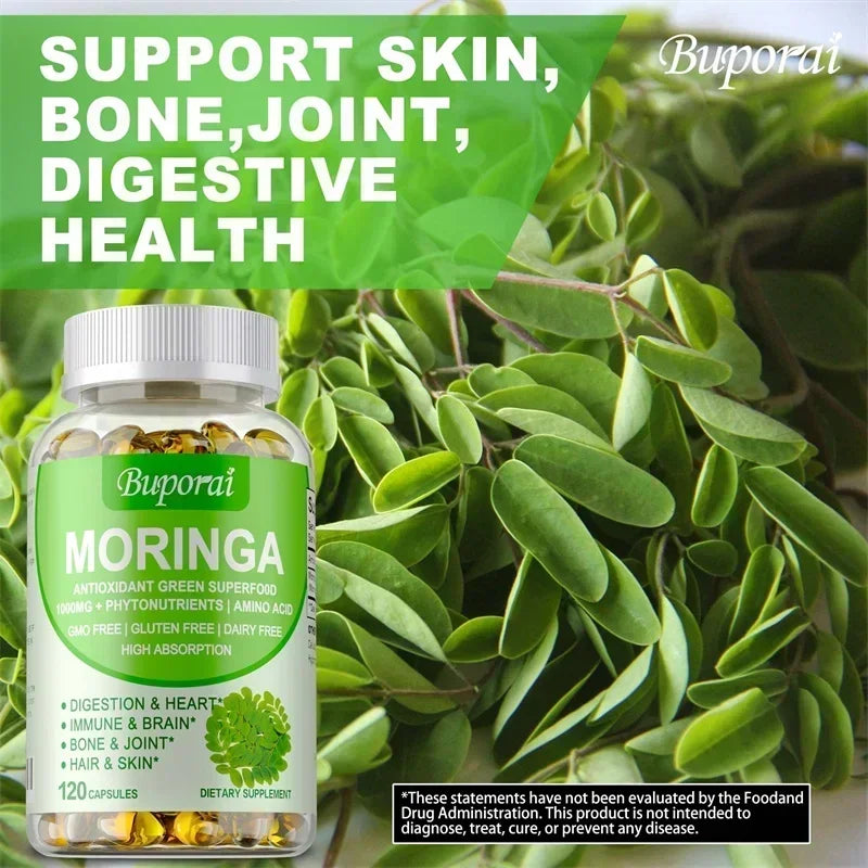 Moringa Capsules — Immune, Energy & Metabolism Support | Bone & Joint Wellness (30/60/120 Capsules)