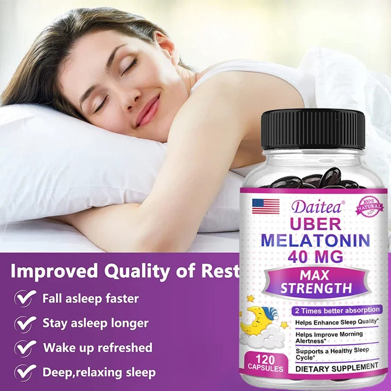 Melatonin Sleep Support Capsules — Restful Sleep & Calm Alertness with Vitamin C & L-Theanine (Non-GMO, Unisex)