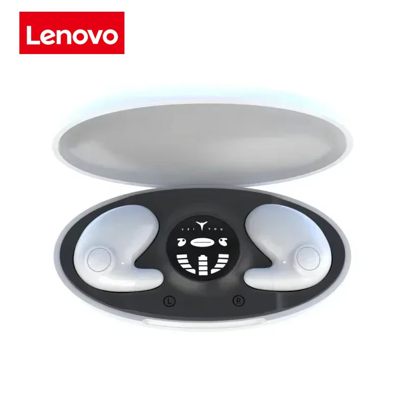 Lenovo Invisible Sleep Wireless Earbuds — Ultra-Compact Bluetooth 5.3 Headphones with Noise Reduction (Waterproof, Charging Case)