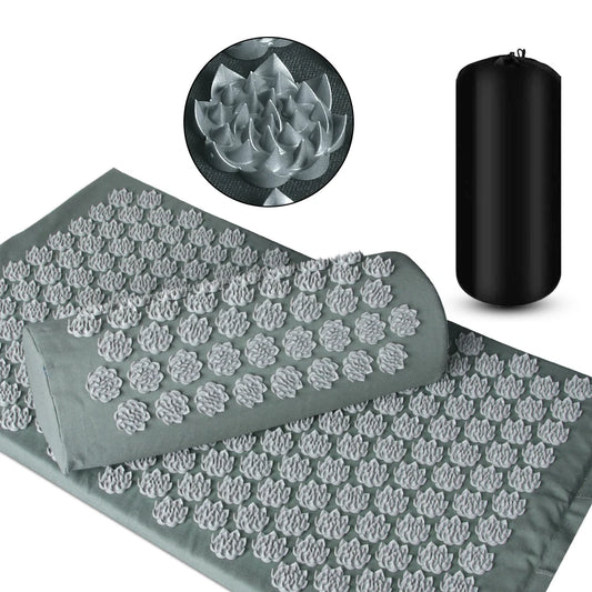 Shiatsu Acupressure Mat & Pillow Set — Deep Pressure Massage Pad with Spikes for Muscle Recovery, Relaxation & Circulation Boost (Yoga & Pilates Use)