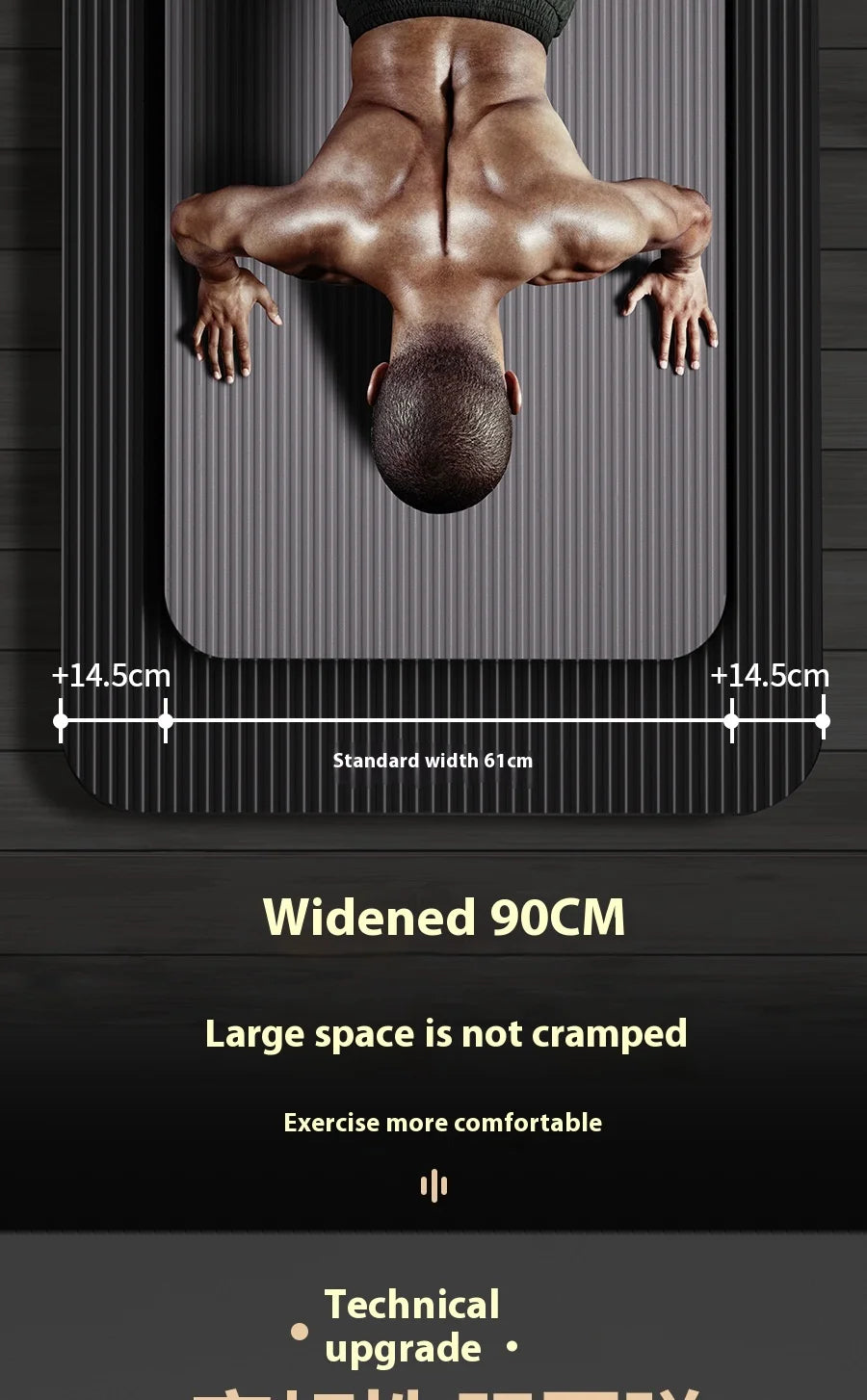 Thick Non-Slip Yoga Mat — 10-20 mm NBR Fitness Mat for Core Strength, Cardio, and Home Training (200 × 60 cm)