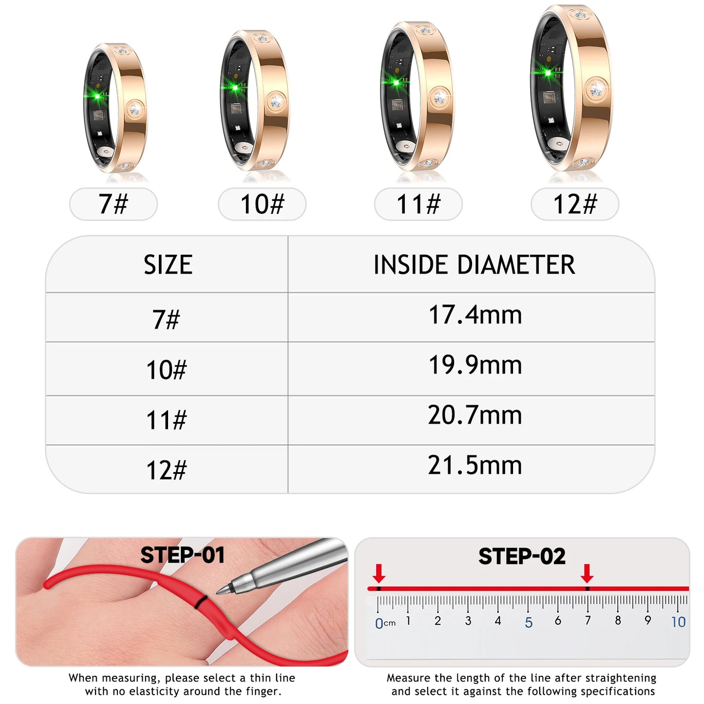 Smart Wellness Ring HR01 — Sleep, Heart Rate & Blood Oxygen Monitoring (Unisex, 3ATM Waterproof, Long Battery Life)