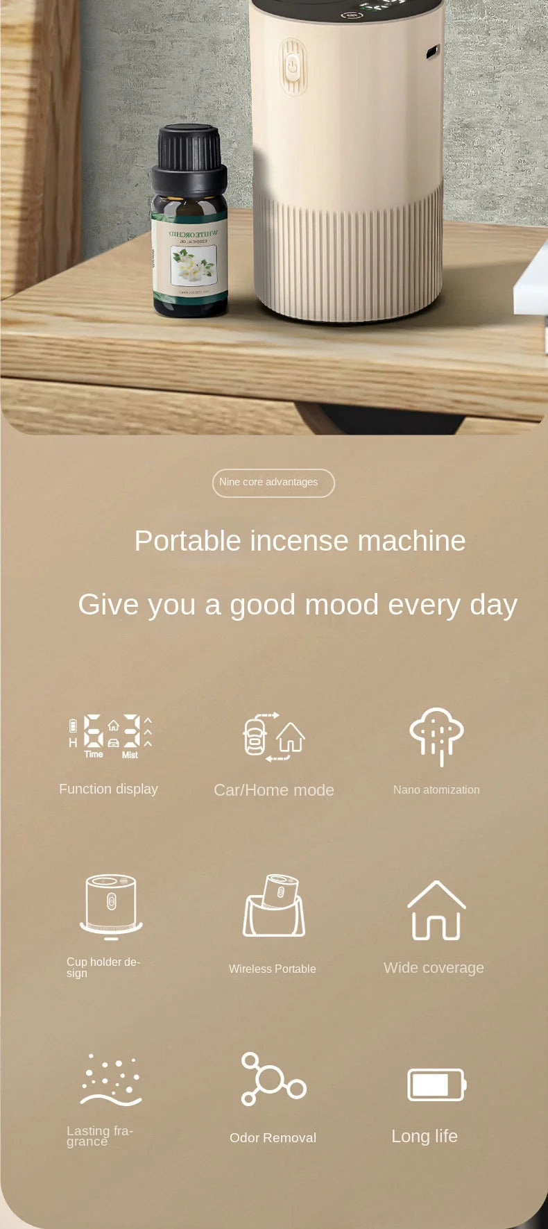 Portable USB Essential Oil Diffuser – Cordless & Rechargeable