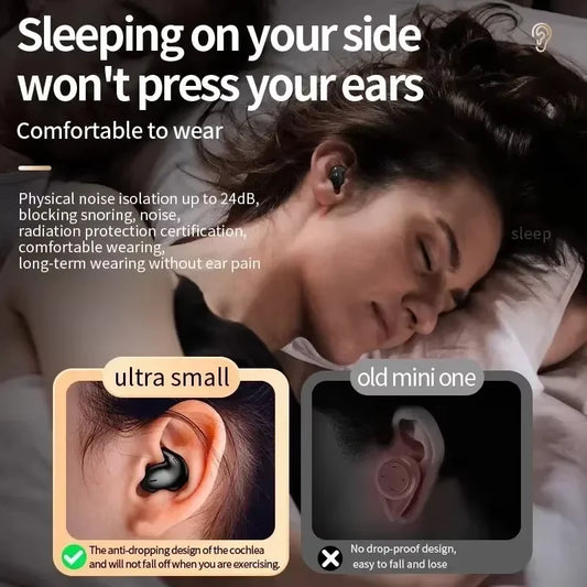 Lenovo Invisible Sleep Wireless Earbuds — Ultra-Compact Bluetooth 5.3 Headphones with Noise Reduction (Waterproof, Charging Case)