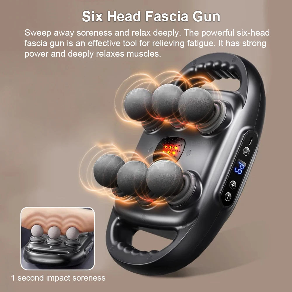 High-Frequency Fascia Massage Gun – 6 Heads