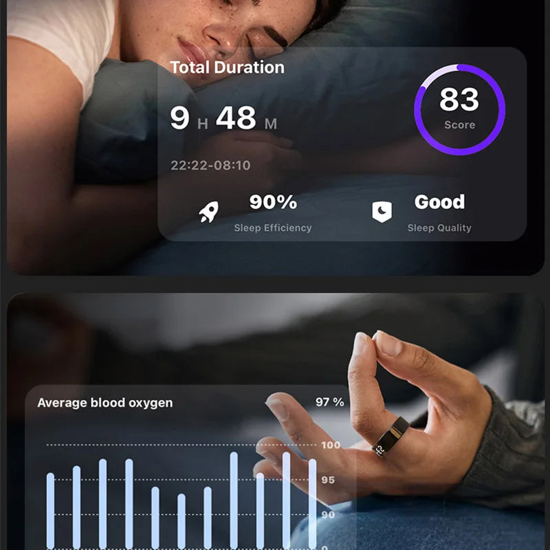 R11C Smart Ring — LED Display Wellness Tracker with Sleep, Heart Rate & Activity Monitoring (Stainless Steel, 1ATM Waterproof)