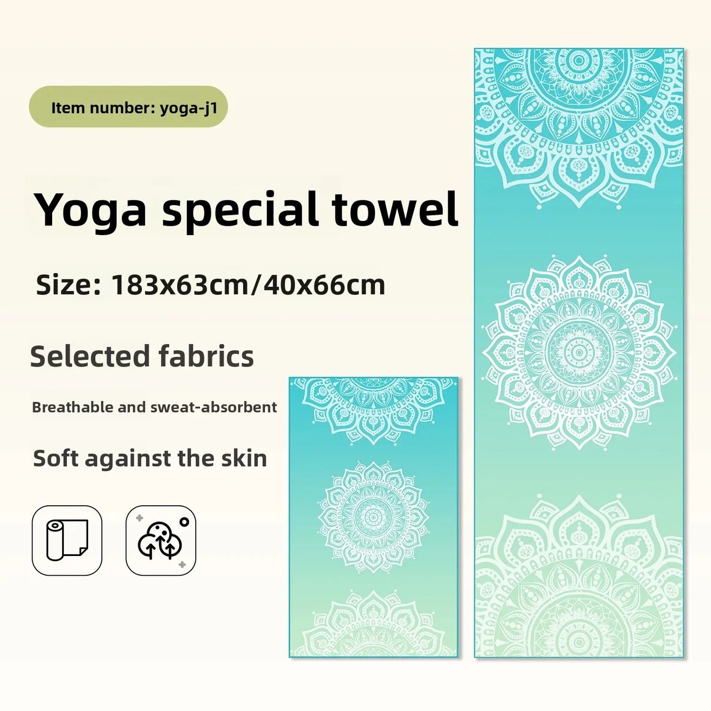 Portable Yoga Towel — Professional Anti-Slip Sweat-Absorbent Travel Mat Towel for Fitness, Pilates & Meditation (Compact Multi-Functional Design)