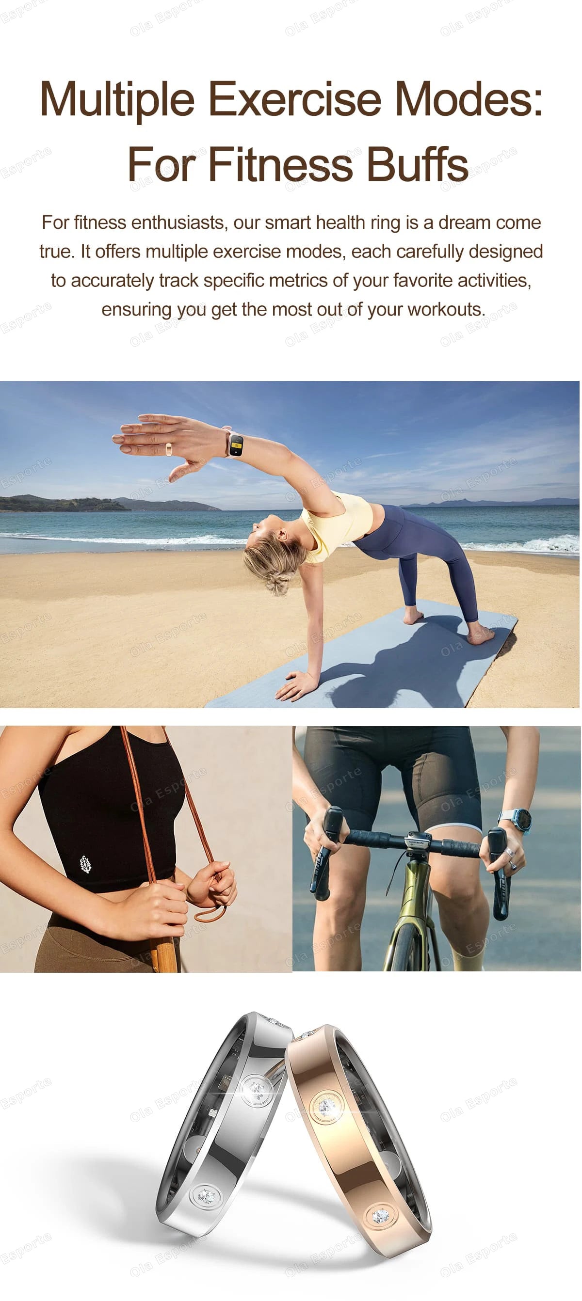 Fashion Smart Ring — Activity, Heart Rate & Sleep Wellness Tracker (5ATM Waterproof, Unisex, Android & iOS)