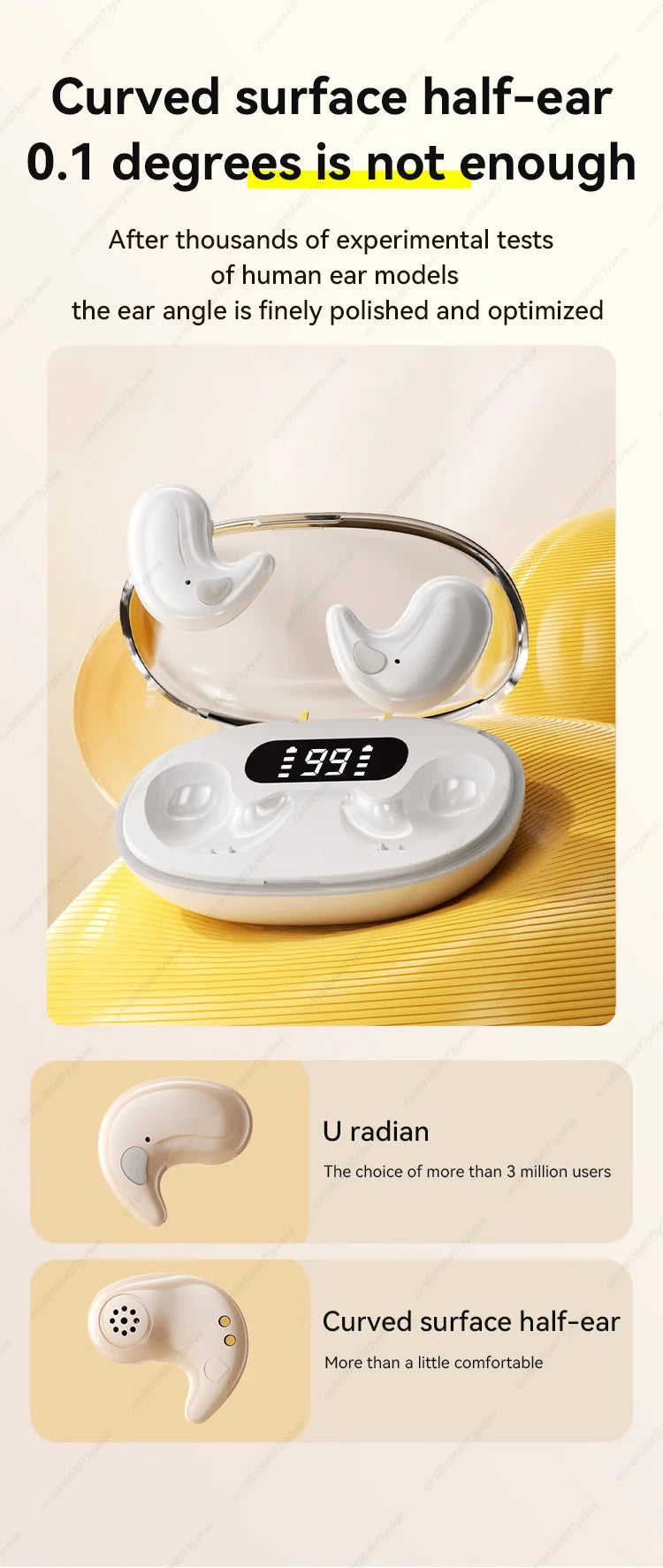 X55 Mini Wireless Bluetooth 5.3 Earbuds — Sport Ear Hooks, Active Noise Cancelling & HiFi Stereo (Charging Case Included)