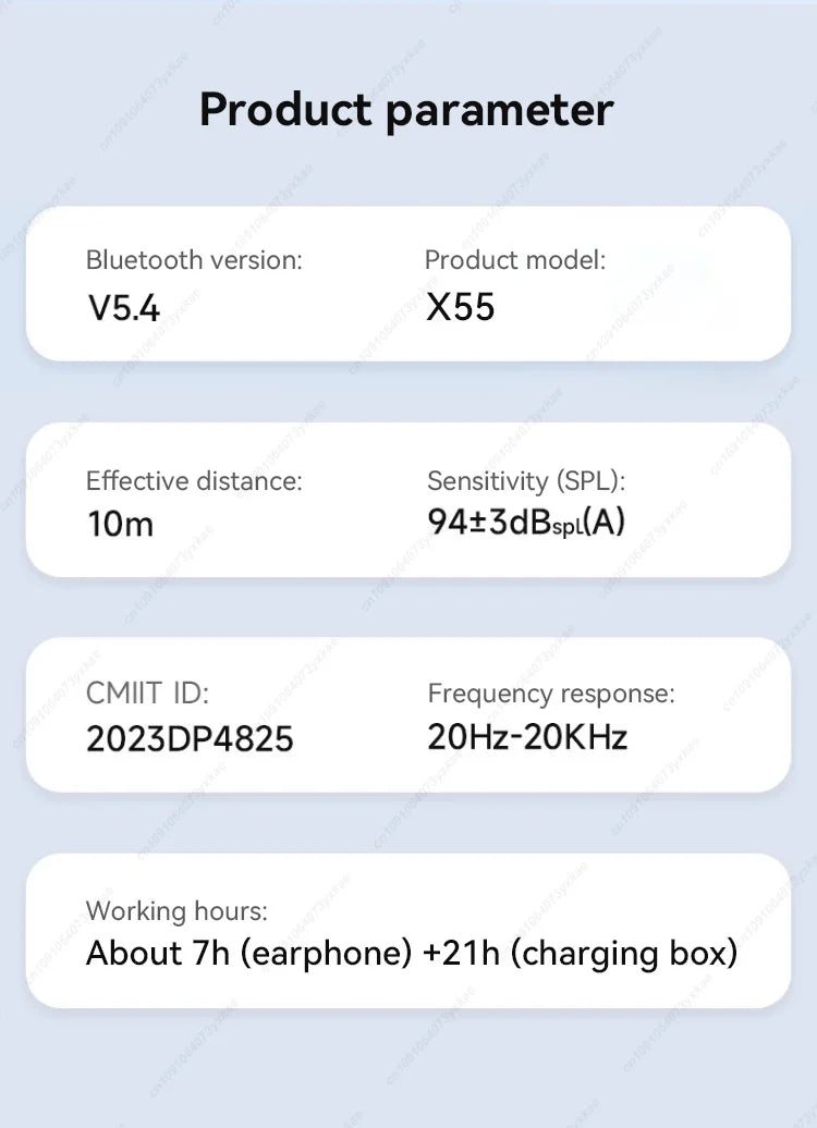 X55 Mini Wireless Bluetooth 5.3 Earbuds — Sport Ear Hooks, Active Noise Cancelling & HiFi Stereo (Charging Case Included)