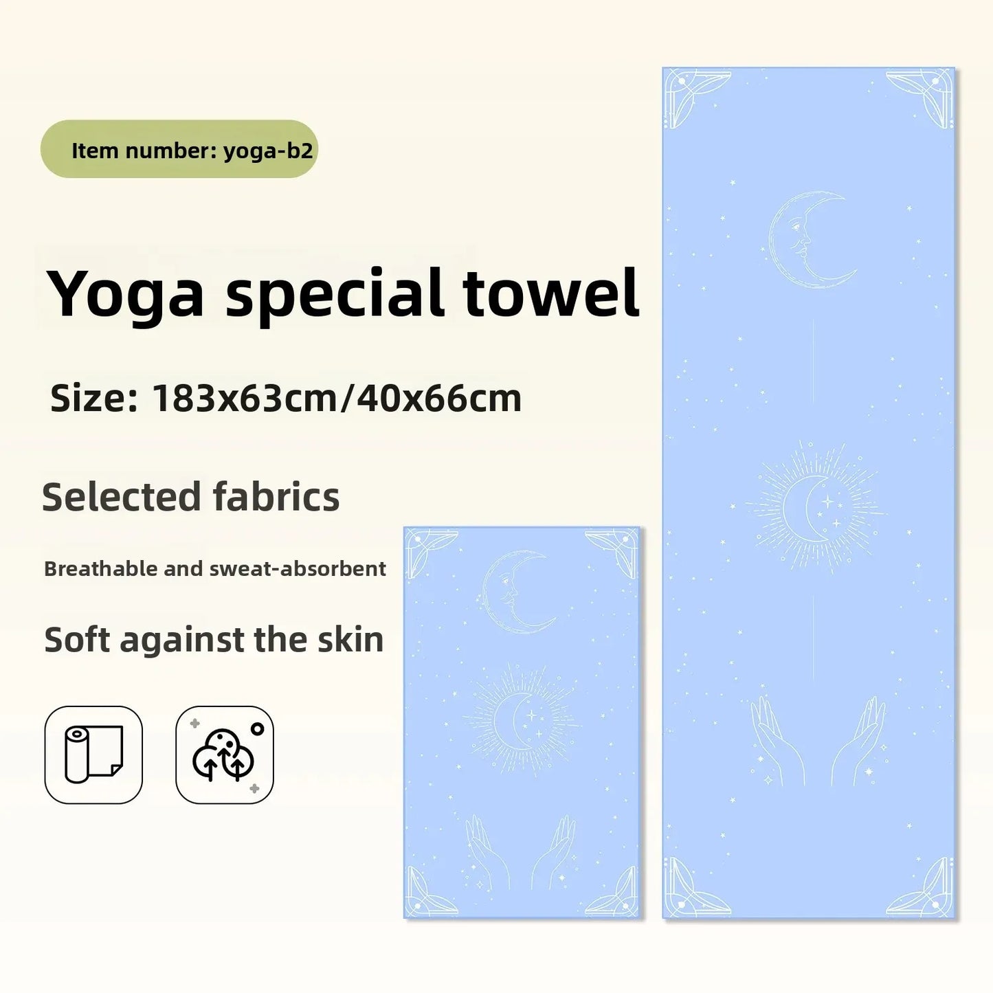 Portable Yoga Towel — Professional Anti-Slip Sweat-Absorbent Travel Mat Towel for Fitness, Pilates & Meditation (Compact Multi-Functional Design)
