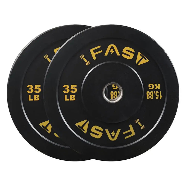 35LB Rubber Bumper Weight Plates with 2-Inch Steel Insert (Pair/Set)